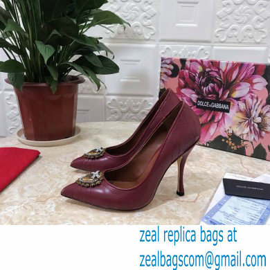 Dolce  &  Gabbana Heel 10.5cm Quilted Leather Devotion Pumps Burgundy 2021